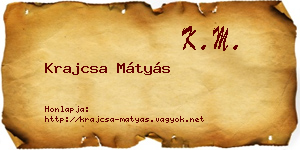 Krajcsa Mátyás névjegykártya